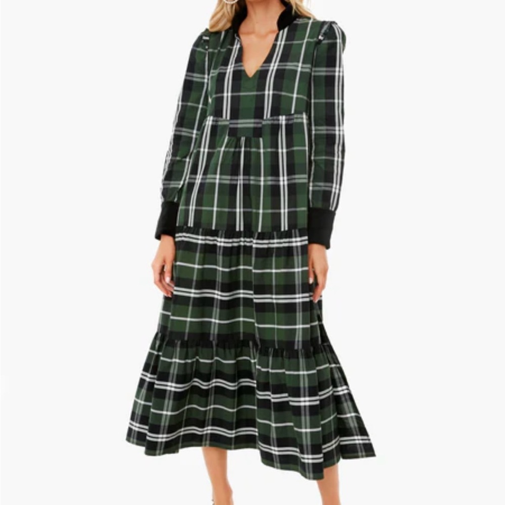 Tuckernuck Green and Black Plaid Tartan Dress Size Small